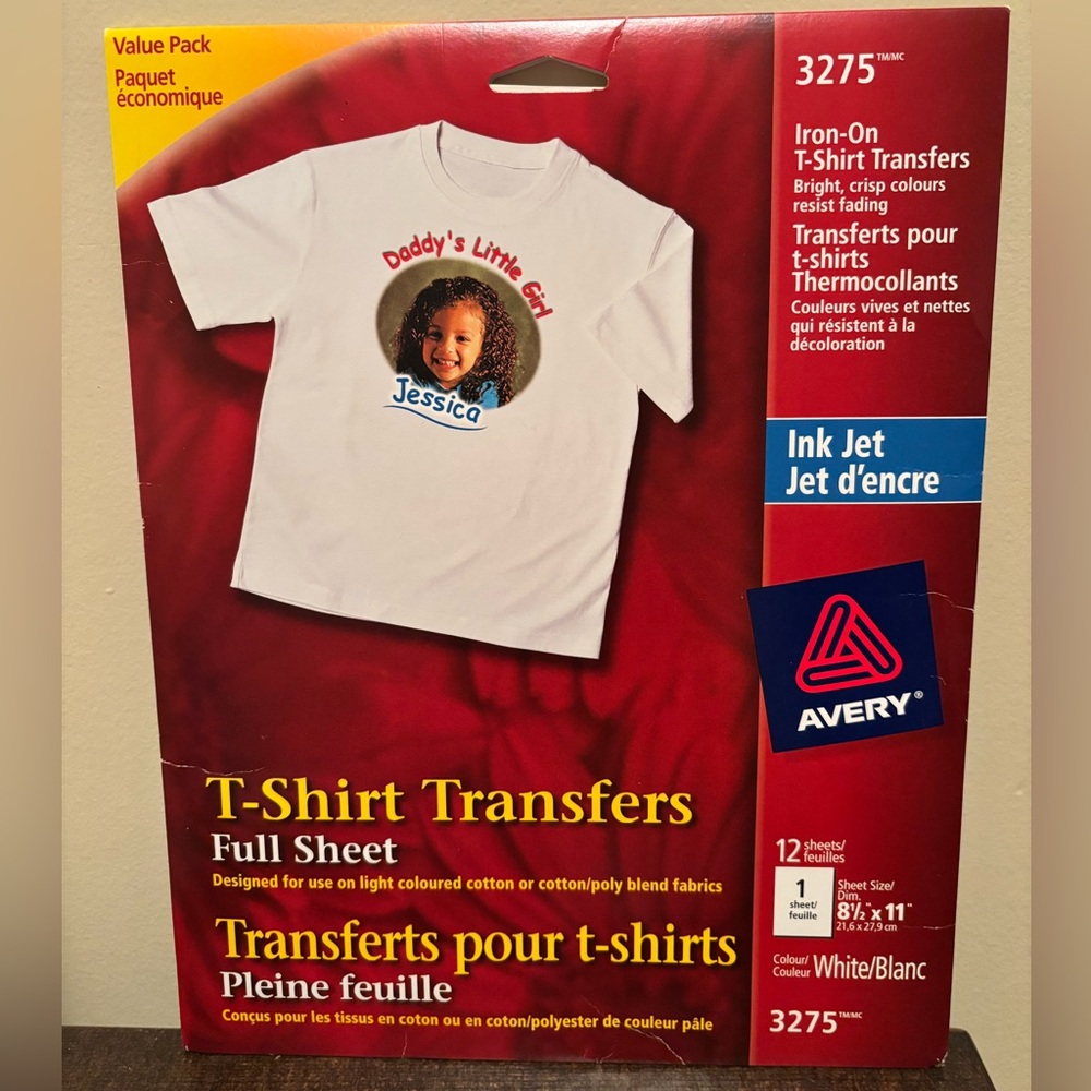 Avery White Kids T-Shirt Transfers - 11 sheets, open package